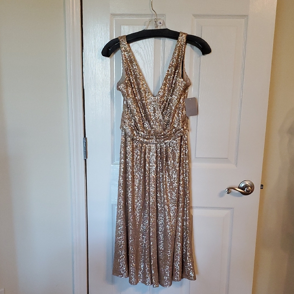 SORELLA VITA Gold Sequin Midi Dress